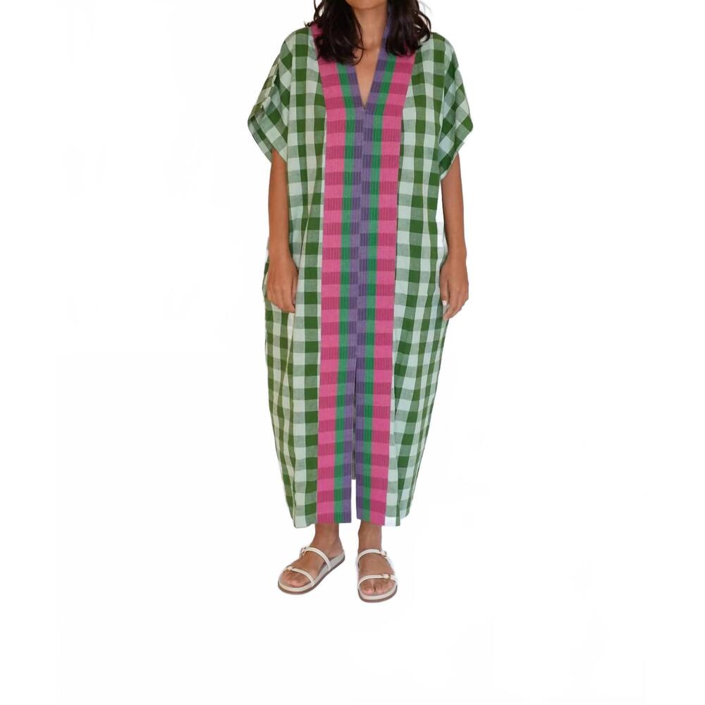 NEW RUJUTA SHETH naya kaftan dress in watermelon chex - Picture 3 of 5